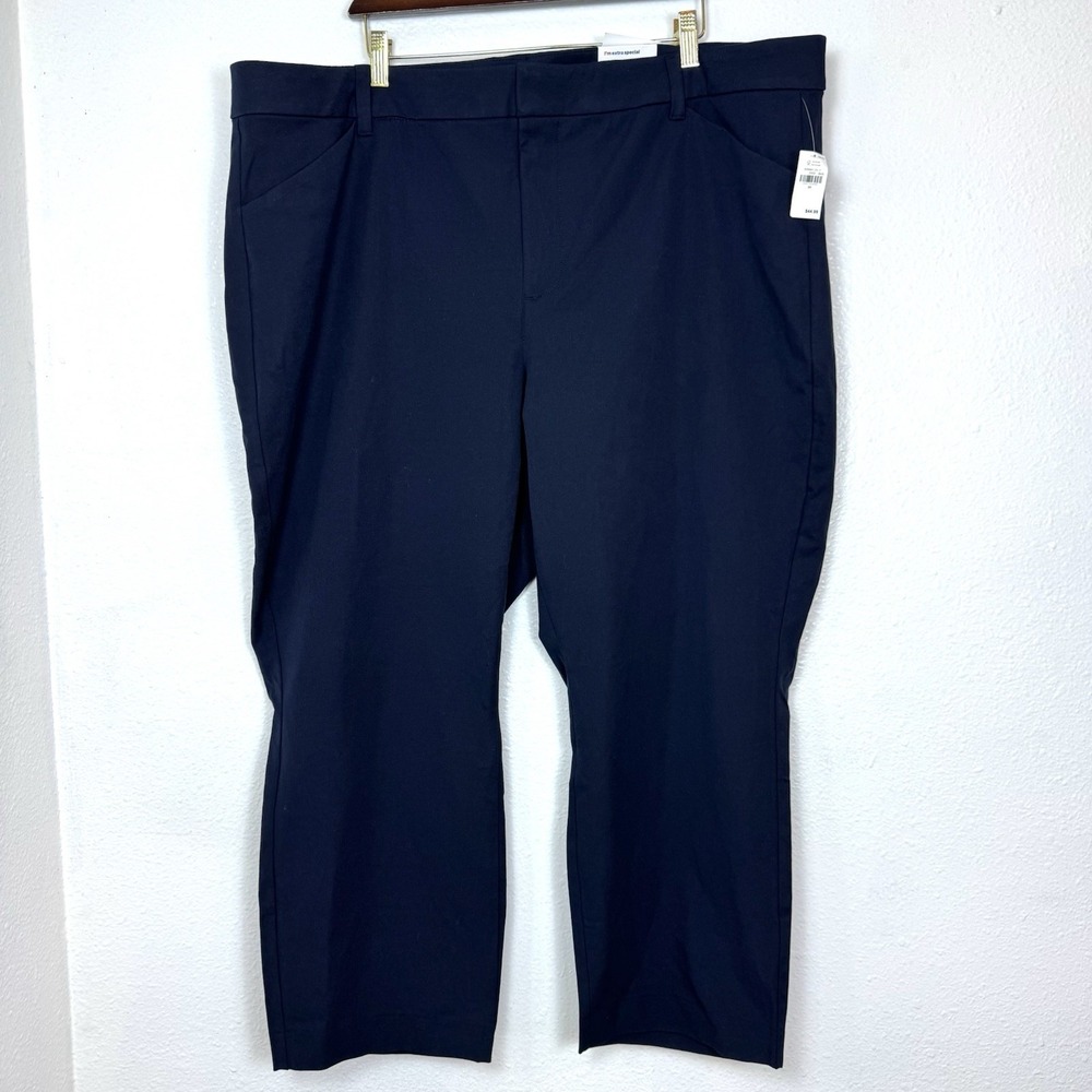 New Old Navy High Rise Pixie Straight Ankle Pants Womens 24 Blue Pockets Stretch